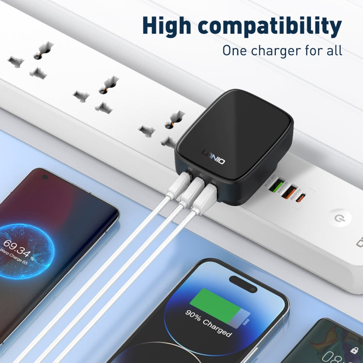 LDNIO Q334 32W Type-C + Dual USB Port Charger with 1m USB-C / Type-C Data Cable, Plug Type:UK Plug(Black) - USB Charger by LDNIO | Online Shopping UK | buy2fix