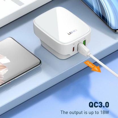 LDNIO Q334 32W Type-C + Dual USB Port Charger with 1m USB-C / Type-C Data Cable, Plug Type:EU Plug(Black) - USB Charger by LDNIO | Online Shopping UK | buy2fix