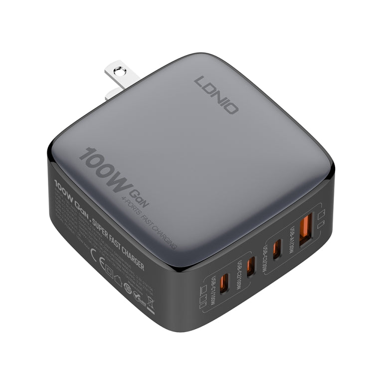 LDNIO Q408 100W GaN USB+3 USB-C / Type-C Interface Charger with 1m 100W USB-C / Type-C to USB-C / Type-C Data Cable, Plug Type:US Plug(Black) - USB Charger by LDNIO | Online Shopping UK | buy2fix