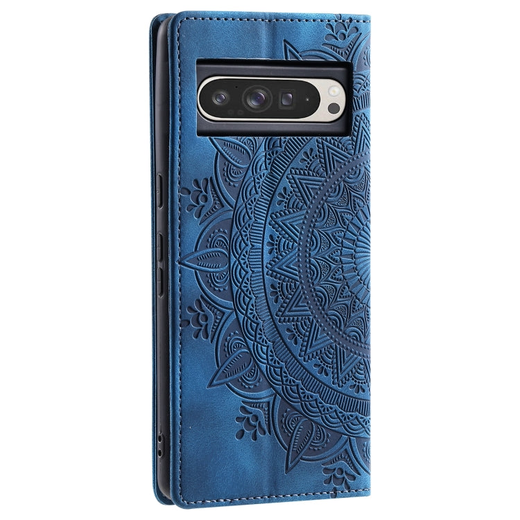 For Google Pixel 9 Pro XL Totem Embossed Magnetic Leather Phone Case(Blue) - Google Cases by buy2fix | Online Shopping UK | buy2fix