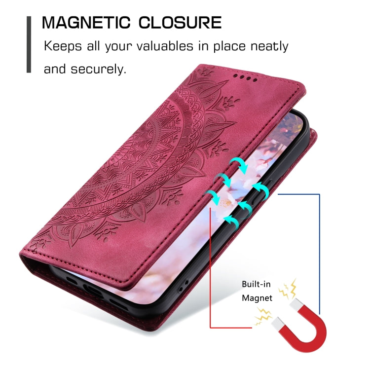 For Google Pixel 9 Pro XL Totem Embossed Magnetic Leather Phone Case(Red) - Google Cases by buy2fix | Online Shopping UK | buy2fix