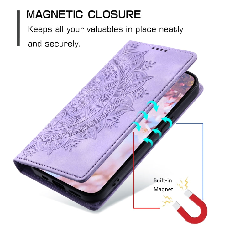 For Google Pixel 9 / 9 Pro Totem Embossed Magnetic Leather Phone Case(Purple) - Google Cases by buy2fix | Online Shopping UK | buy2fix