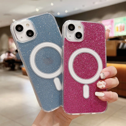 For iPhone 16 Plus Acrylic Transparent Glitter MagSafe Phone Case(Blue) - iPhone 16 Plus Cases by buy2fix | Online Shopping UK | buy2fix