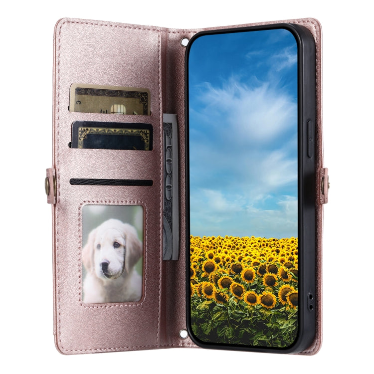 For Google Pixel 9 Pro XL Wallet Multi-card Slot Leather Phone Case with Lanyard(Rose Gold) - Google Cases by buy2fix | Online Shopping UK | buy2fix