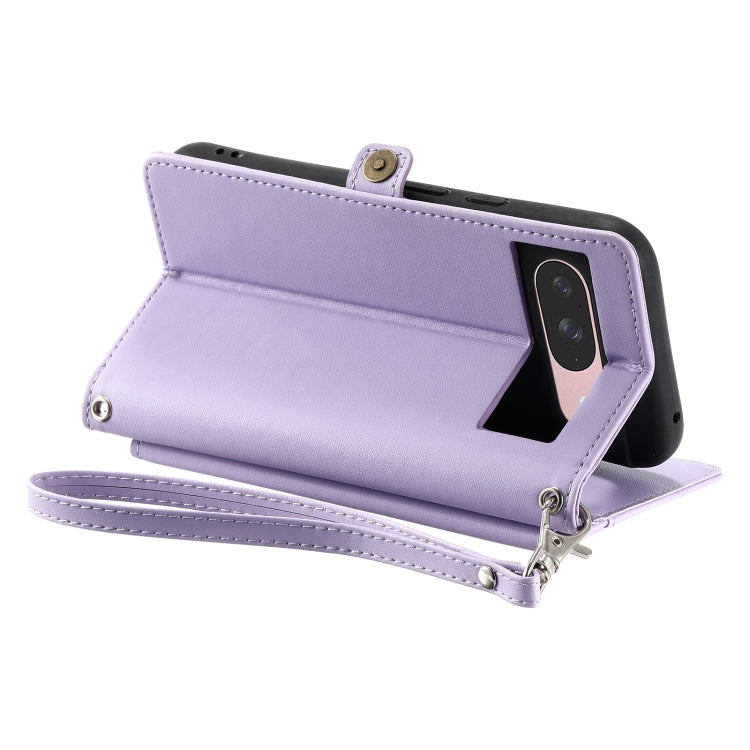 For Google Pixel 9 / 9 Pro Wallet Multi-card Slot Leather Phone Case with Lanyard(Purple) - Google Cases by buy2fix | Online Shopping UK | buy2fix