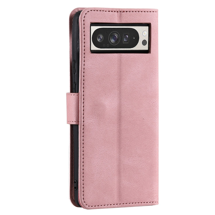 For Google Pixel 9 Pro XL Nail Skin Feel Stitching Calf Texture Leather Phone Case(Rose Gold) - Google Cases by buy2fix | Online Shopping UK | buy2fix