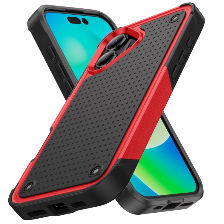 For iPhone 16 PC + TPU Shockproof Protective Phone Case(Red+Black) - iPhone 16 Cases by buy2fix | Online Shopping UK | buy2fix