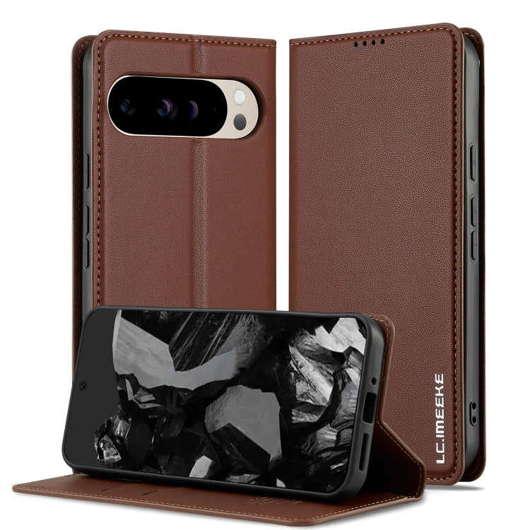 For Google Pixel 9 Pro / 9 LC.IMEEKE L1 Series Frosted Fine Texture PU Phone Case(Brown) - Google Cases by LC.IMEEKE | Online Shopping UK | buy2fix