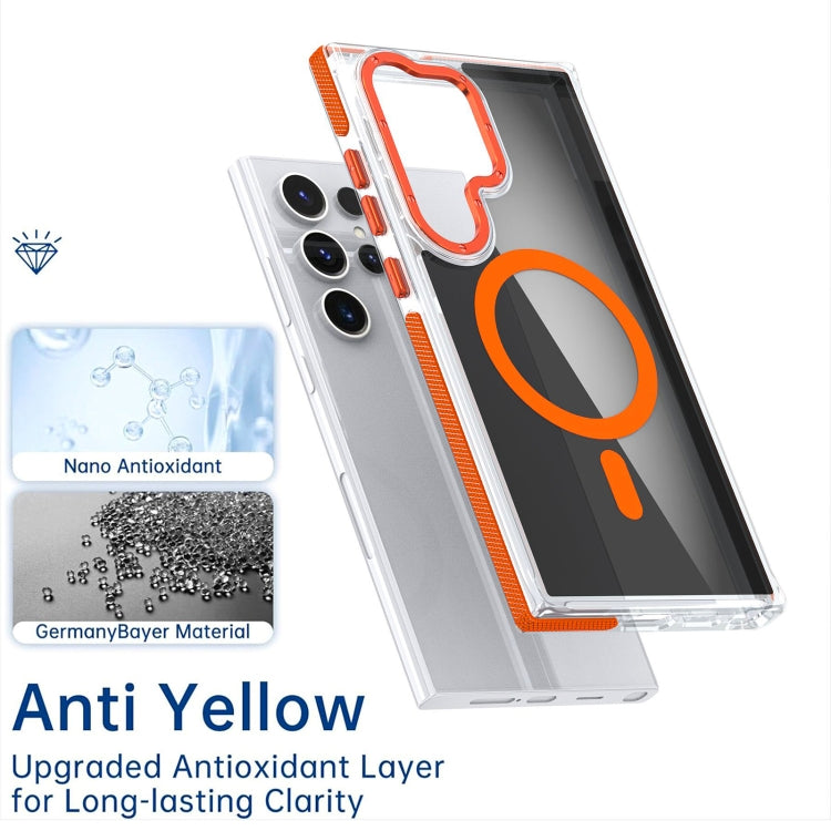 For Samsung Galaxy S24 Ultra 5G Dual-Color Transparent Black Magsafe Phone Case(Orange) - Galaxy S24 Ultra 5G Cases by buy2fix | Online Shopping UK | buy2fix