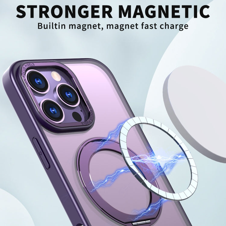 For iPhone 16 Pro Max Wing Series MagSafe Magnetic Ring Holder Phone Case(Dark Purple) - iPhone 16 Pro Max Cases by buy2fix | Online Shopping UK | buy2fix