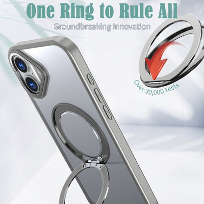 For iPhone 16 Wing Series MagSafe Magnetic Ring Holder Phone Case(Titanium Gray) - iPhone 16 Cases by buy2fix | Online Shopping UK | buy2fix