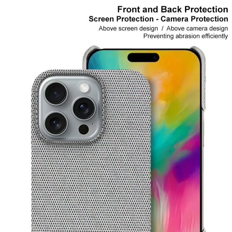 For iPhone 16 Pro Max imak Ruiyi Series Cloth Texture PU + PC Phone Case(Light Grey) - iPhone 16 Pro Max Cases by imak | Online Shopping UK | buy2fix