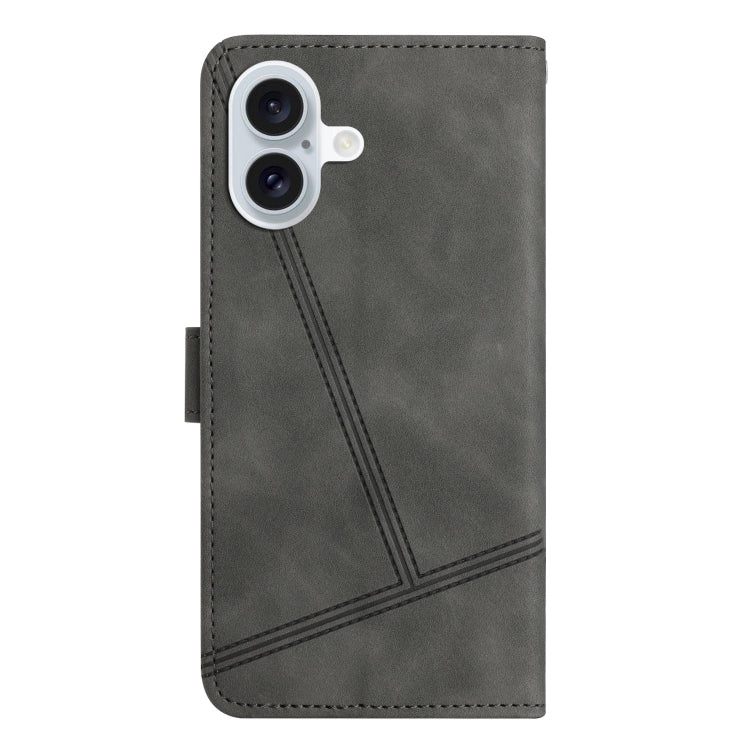 For iPhone 16 Plus Skin-feel Stitching Leather Phone Case(Grey) - iPhone 16 Plus Cases by buy2fix | Online Shopping UK | buy2fix