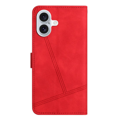 For iPhone 16 Plus Skin-feel Stitching Leather Phone Case(Red) - iPhone 16 Plus Cases by buy2fix | Online Shopping UK | buy2fix