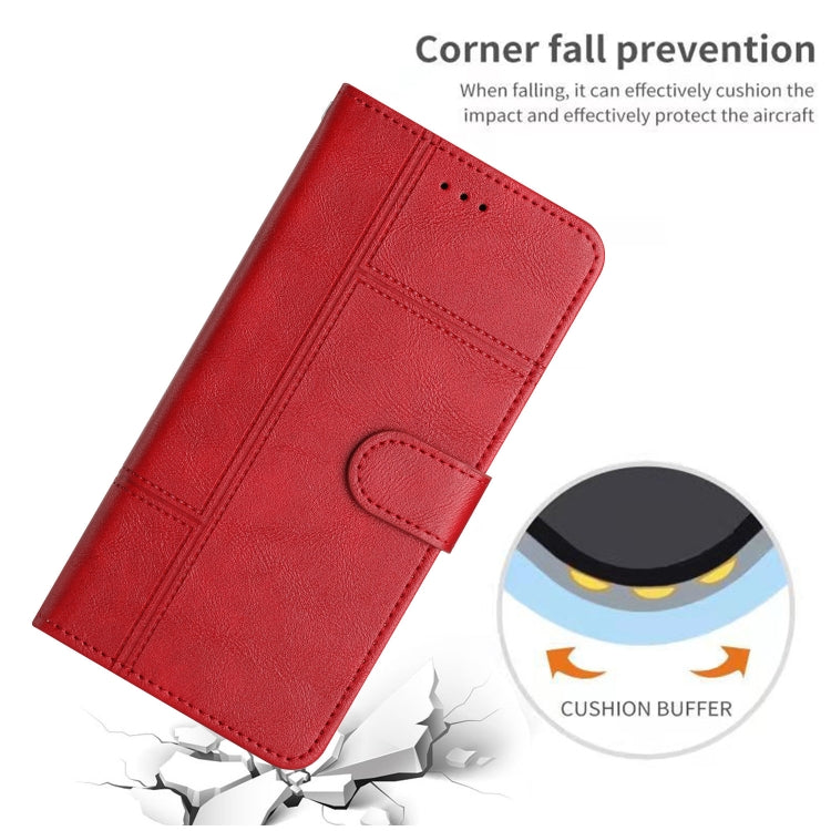 For iPhone 16 Pro Cowhide Texture Stitching Leather Phone Case(Red) - iPhone 16 Pro Cases by buy2fix | Online Shopping UK | buy2fix