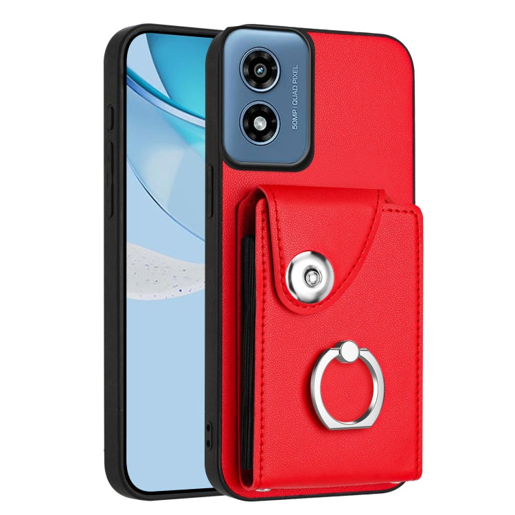 For Motorola Moto G Play 2024 5G Organ Card Bag Ring Holder Phone Case(Red) - Motorola Cases by buy2fix | Online Shopping UK | buy2fix