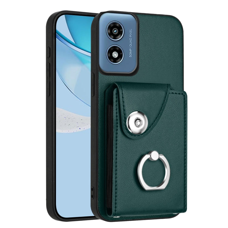 For Motorola Moto G Play 2024 5G Organ Card Bag Ring Holder Phone Case(Green) - Motorola Cases by buy2fix | Online Shopping UK | buy2fix