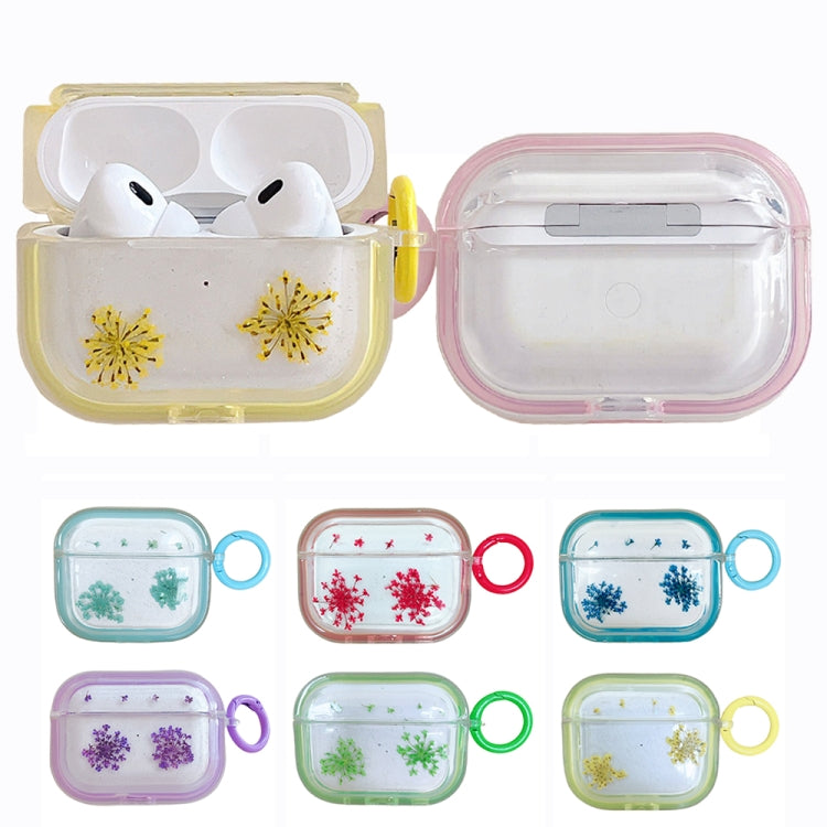 For AirPods 3 Glitter Snowflake Epoxy Dried Flowers Earbuds Box TPU Case(Green) - For AirPods 3 by buy2fix | Online Shopping UK | buy2fix