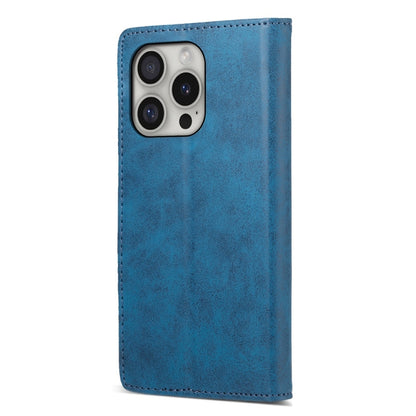 For iPhone 16 Pro Business Solid Color Magnetic RFID Leather Phone Case(Blue) - iPhone 16 Pro Cases by buy2fix | Online Shopping UK | buy2fix