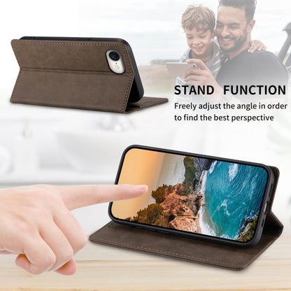 For iPhone 16e Business Solid Color Magnetic RFID Leather Phone Case(Brown) - iPhone 16e Cases by buy2fix | Online Shopping UK | buy2fix