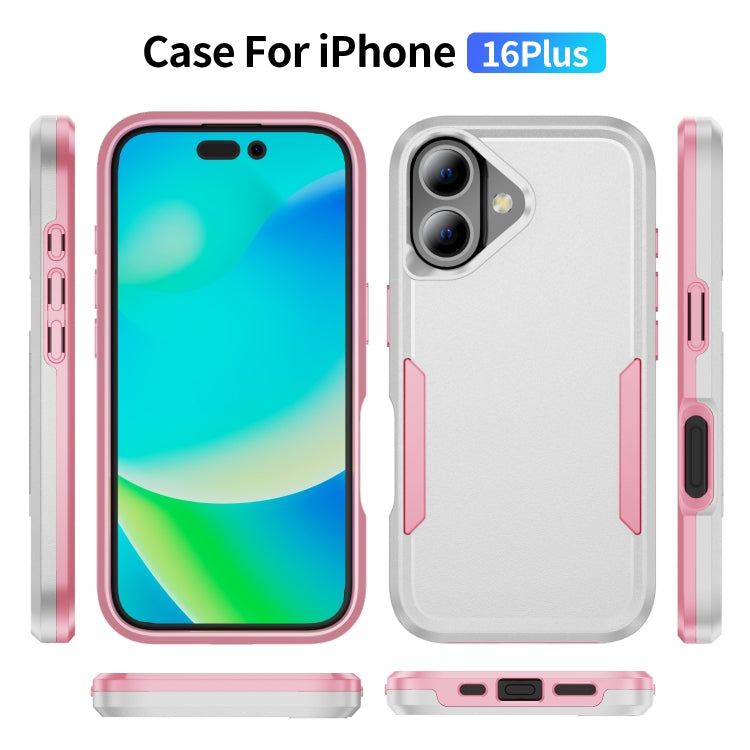 For iPhone 16 Plus Pioneer Armor Heavy Duty PC + TPU Phone Case(White+Pink) - iPhone 16 Plus Cases by buy2fix | Online Shopping UK | buy2fix