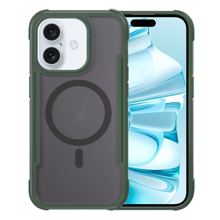 For iPhone 16 Skin Feel Frosted MagSafe Magnetic PC Hybrid TPU Phone Case(Green) - iPhone 16 Cases by buy2fix | Online Shopping UK | buy2fix