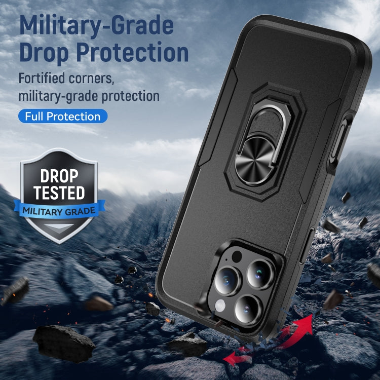 For iPhone 16 Pro Pioneer Armor Heavy Duty PC + TPU Phone Case with Holder(Black) - iPhone 16 Pro Cases by buy2fix | Online Shopping UK | buy2fix