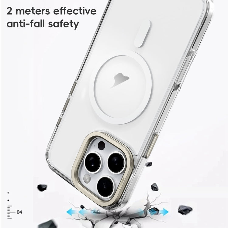 For iPhone 16 Mirror Crystal Clear Lens Holder MagSafe Magnetic Phone Case(Transparent) - iPhone 16 Cases by buy2fix | Online Shopping UK | buy2fix