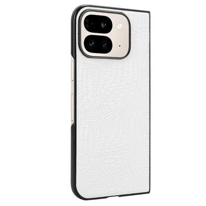 For Google Pixel 9 Pro Fold Crocodile Texture Back Cover Phone Case(White) - Google Cases by buy2fix | Online Shopping UK | buy2fix