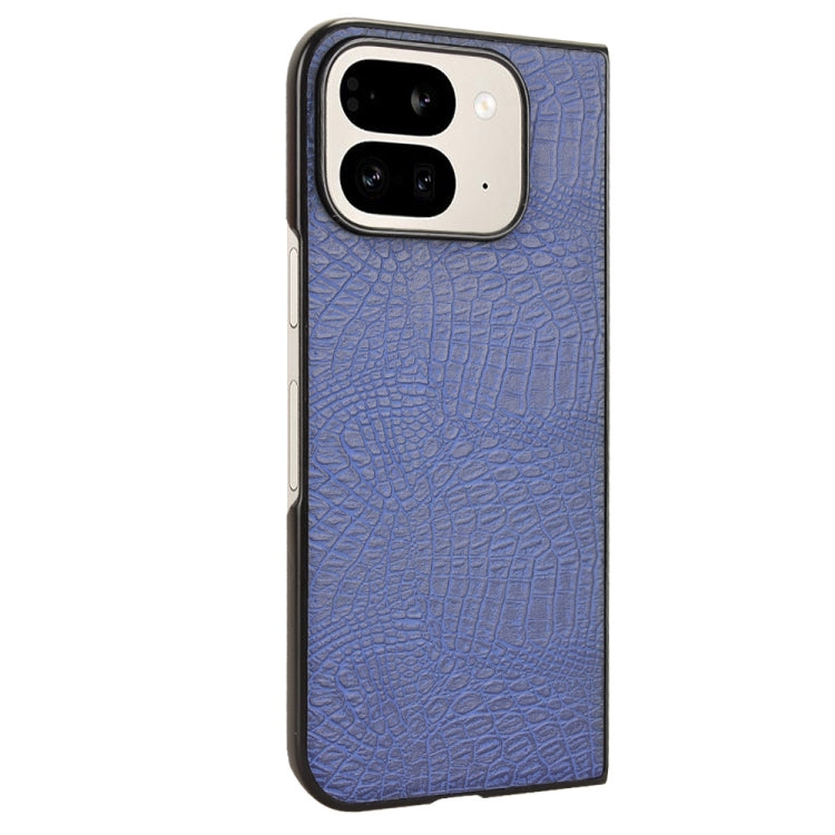 For Google Pixel 9 Pro Fold Crocodile Texture Back Cover Phone Case(Blue) - Google Cases by buy2fix | Online Shopping UK | buy2fix