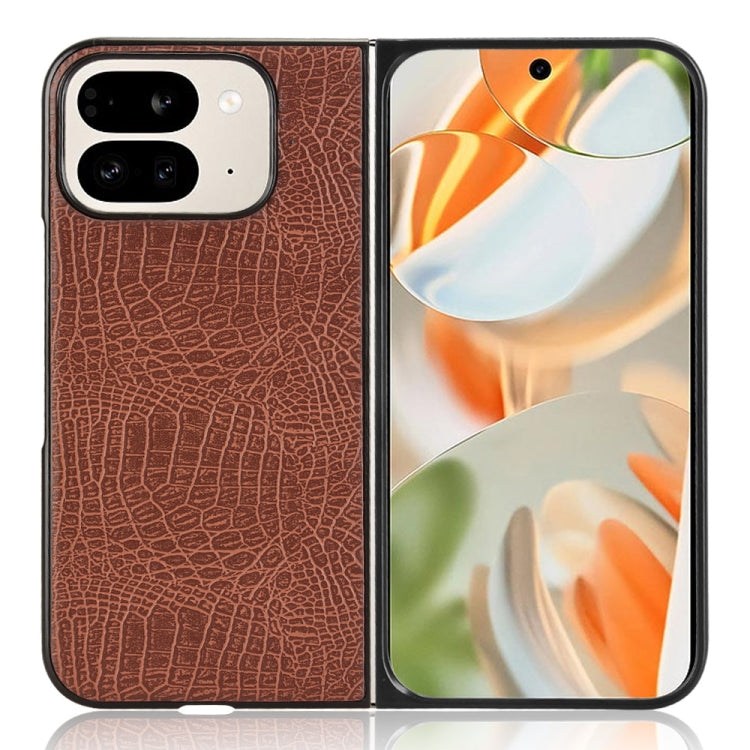 For Google Pixel 9 Pro Fold Crocodile Texture Back Cover Phone Case(Brown) - Google Cases by buy2fix | Online Shopping UK | buy2fix