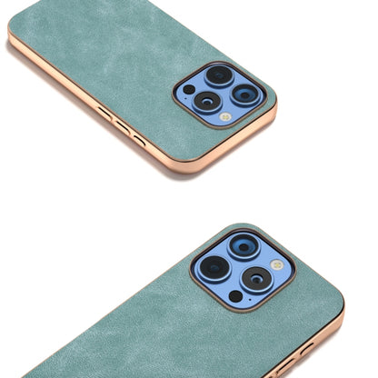 For iPhone 16 Electroplated Frame PU Leather Full Coverage Phone Case(Light Blue) - iPhone 16 Cases by buy2fix | Online Shopping UK | buy2fix