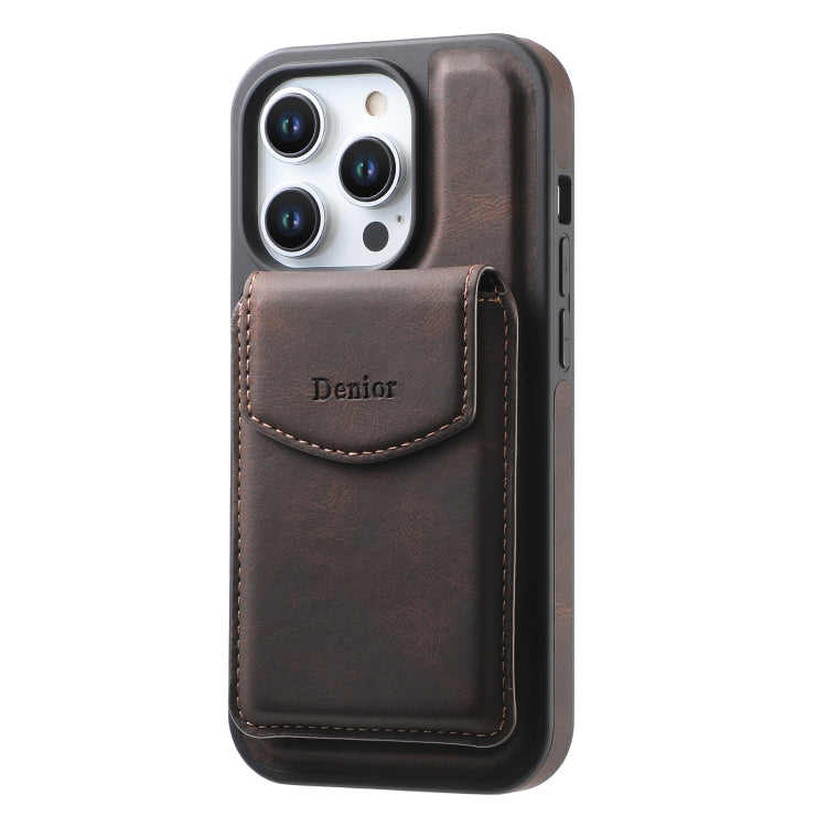 For iPhone 16 Denior D19 Skin Feel MagSafe Detachable Card Slot Phone Case(Brown) - iPhone 16 Cases by Denior | Online Shopping UK | buy2fix