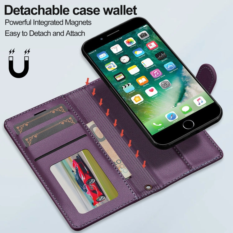 For iPhone 7 / 8 / SE 2020 2022 LC.IMEEKE L2 Series Detachable Magsafe PU Phone Case with Lanyard(Purple) - iPhone SE 2022 / 2020 / 8 / 7 Cases by LC.IMEEKE | Online Shopping UK | buy2fix