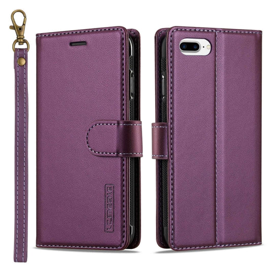 For iPhone 7 Plus / 8 Plus LC.IMEEKE L2 Series Detachable Magsafe PU Phone Case with Lanyard(Purple) - More iPhone Cases by LC.IMEEKE | Online Shopping UK | buy2fix