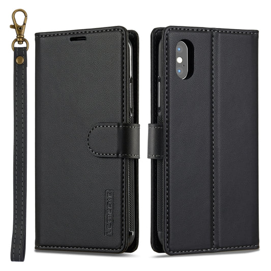 For iPhone X / XS LC.IMEEKE L2 Series Detachable Magsafe PU Phone Case with Lanyard(Black) - More iPhone Cases by LC.IMEEKE | Online Shopping UK | buy2fix