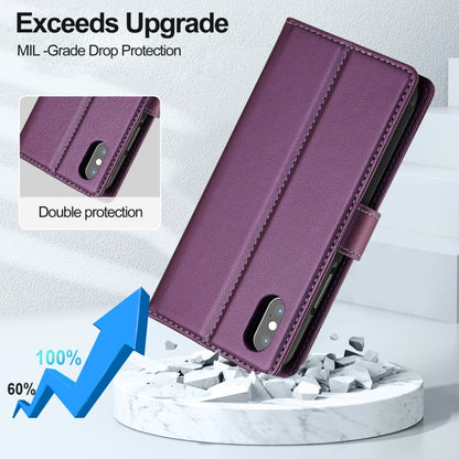 For iPhone X / XS LC.IMEEKE L2 Series Detachable Magsafe PU Phone Case with Lanyard(Purple) - More iPhone Cases by LC.IMEEKE | Online Shopping UK | buy2fix