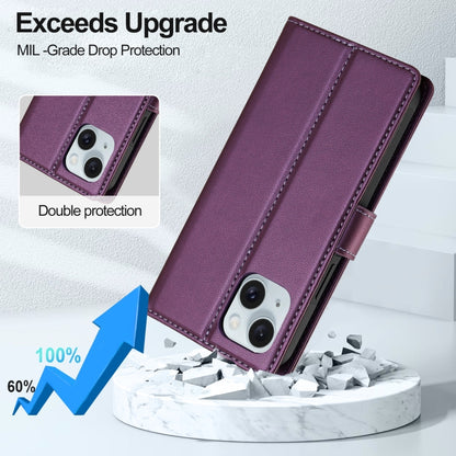 For iPhone 14 LC.IMEEKE L2 Series Detachable Magsafe PU Phone Case with Lanyard(Purple) - iPhone 14 Cases by LC.IMEEKE | Online Shopping UK | buy2fix