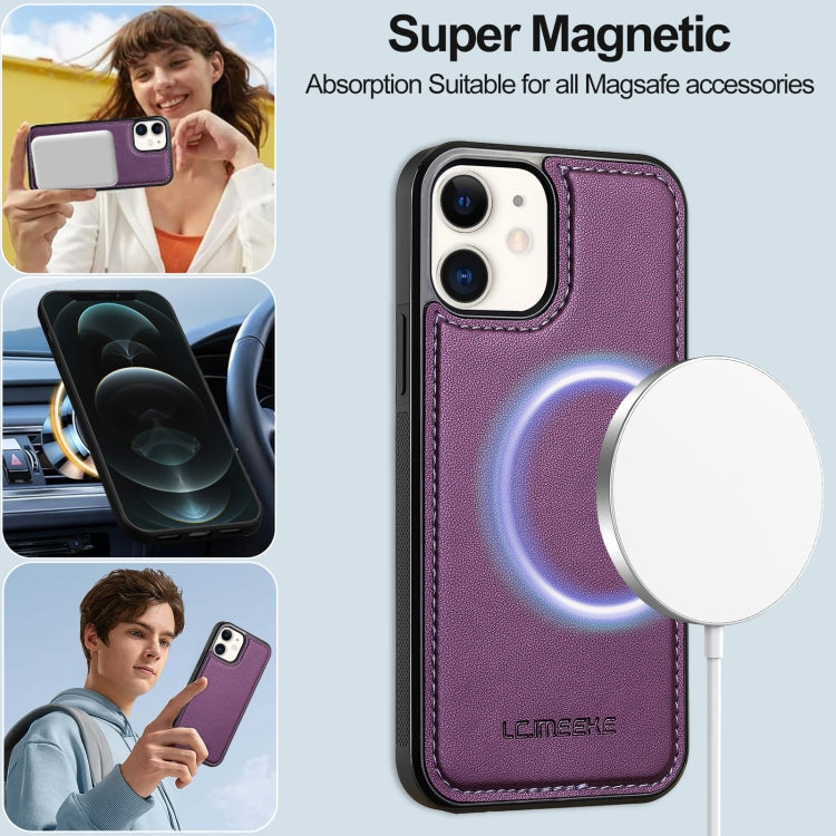 For iPhone 11 LC.IMEEKE L2 Series Detachable Magsafe PU Phone Case with Lanyard(Purple) - iPhone 11 Cases by LC.IMEEKE | Online Shopping UK | buy2fix