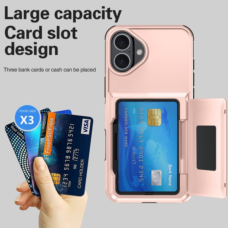 For iPhone 16 Pro Card Slot Holder Phone Case(Rose Gold) - iPhone 16 Pro Cases by buy2fix | Online Shopping UK | buy2fix