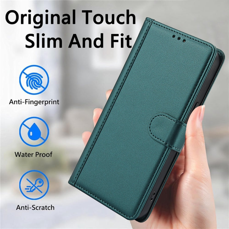 For Google Pixel 9 Pro XL Skin Feel Pure Color Card Slots Leather Phone Case with Dual Lanyard(Green) - Google Cases by buy2fix | Online Shopping UK | buy2fix