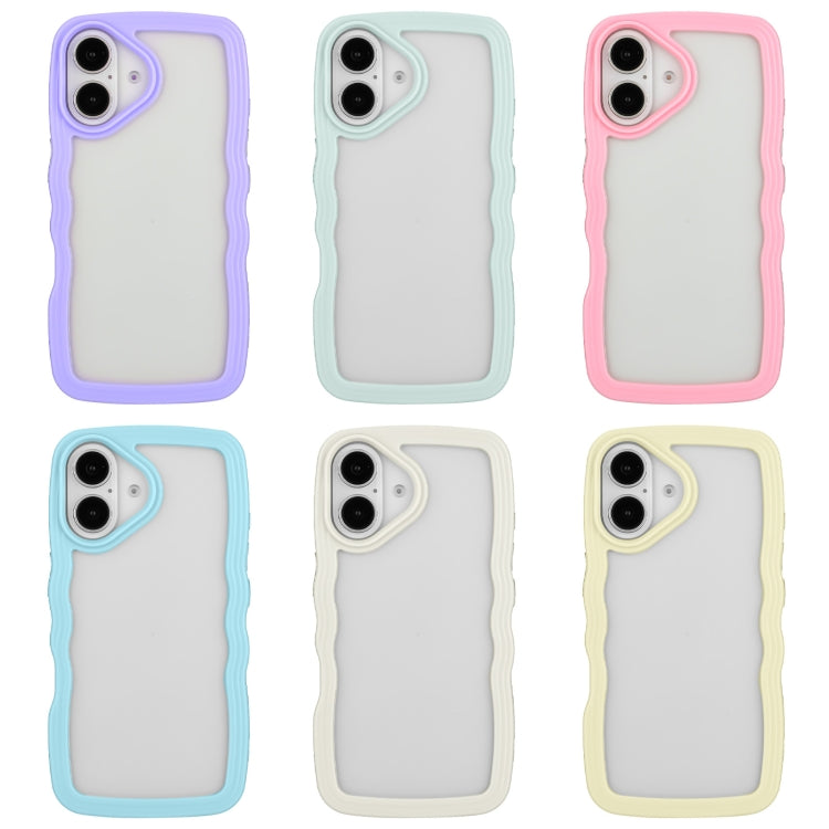 For iPhone 16 Plus Candy Color Wave TPU Clear PC Phone Case(White) - iPhone 16 Plus Cases by buy2fix | Online Shopping UK | buy2fix