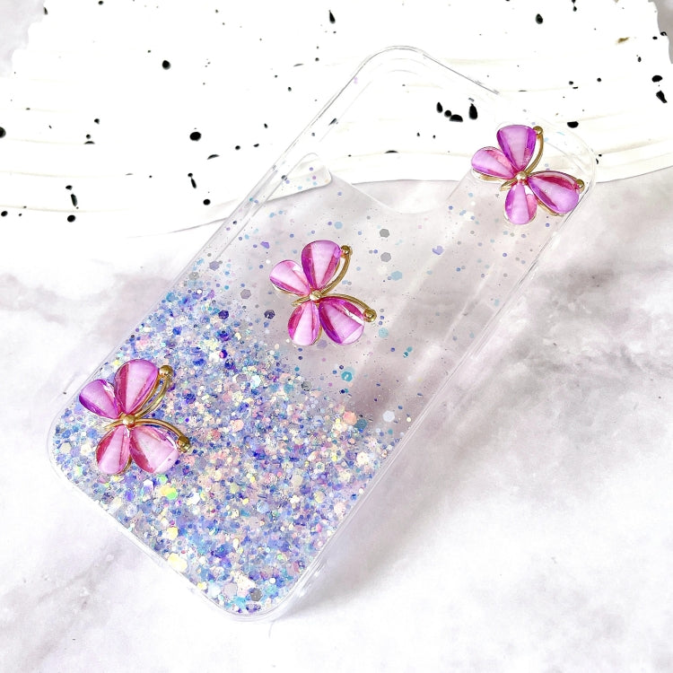 For iPhone 16 Plus Luminous Starry Sky Glitter Butterfly TPU Phone Case(Purple) - iPhone 16 Plus Cases by buy2fix | Online Shopping UK | buy2fix