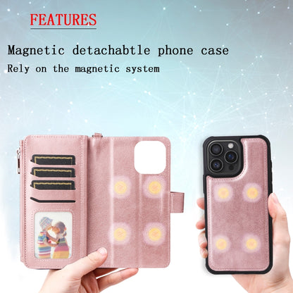 For iPhone 16 Pro Max Solid Color 2 in 1 Zipper Shockproof Phone Case(Rose Gold) - iPhone 16 Pro Max Cases by buy2fix | Online Shopping UK | buy2fix