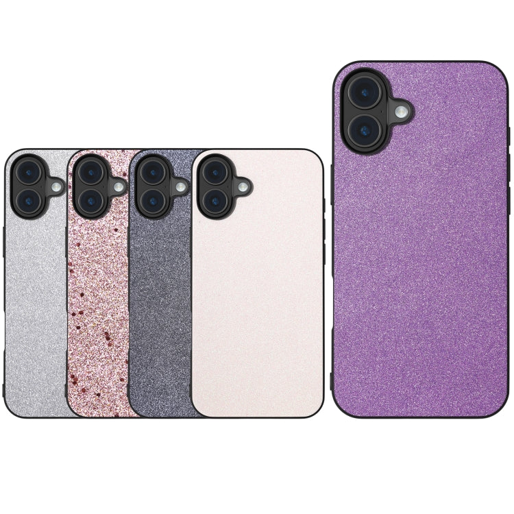 For iPhone 16 Black Frame Glitter Shockproof Phone Case(Silver) - iPhone 16 Cases by buy2fix | Online Shopping UK | buy2fix