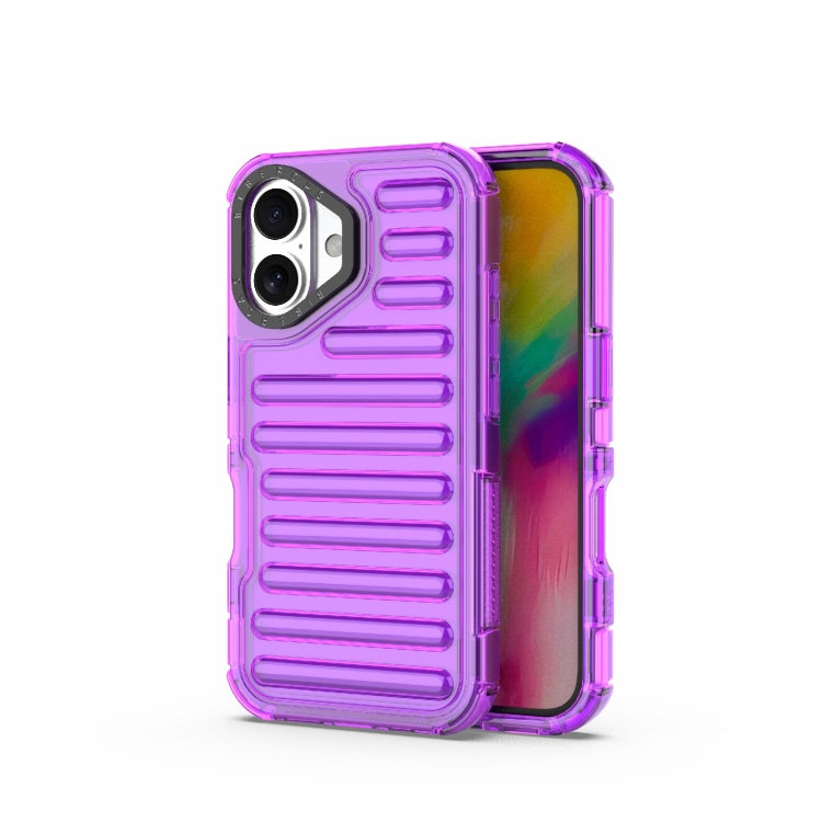 For iPhone 16 Plus High Transparency TPU Hybrid PC Airbag Phone Case(Transparent Purple) - iPhone 16 Plus Cases by buy2fix | Online Shopping UK | buy2fix