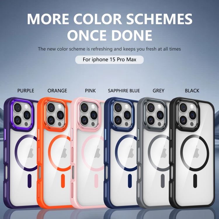 For iPhone 16 Pro Max Breathable Skin Feel Transparent MagSafe Magnetic Phone Case(Purple) - iPhone 16 Pro Max Cases by buy2fix | Online Shopping UK | buy2fix