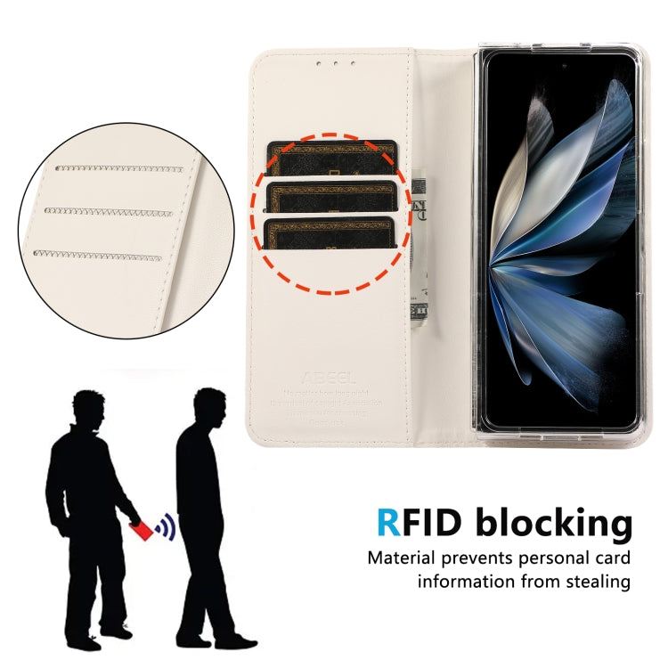 For Google Pixel 9 Pro Fold ABEEL RFID Magnetic Flip Leather Phone Case(White) - Google Cases by buy2fix | Online Shopping UK | buy2fix