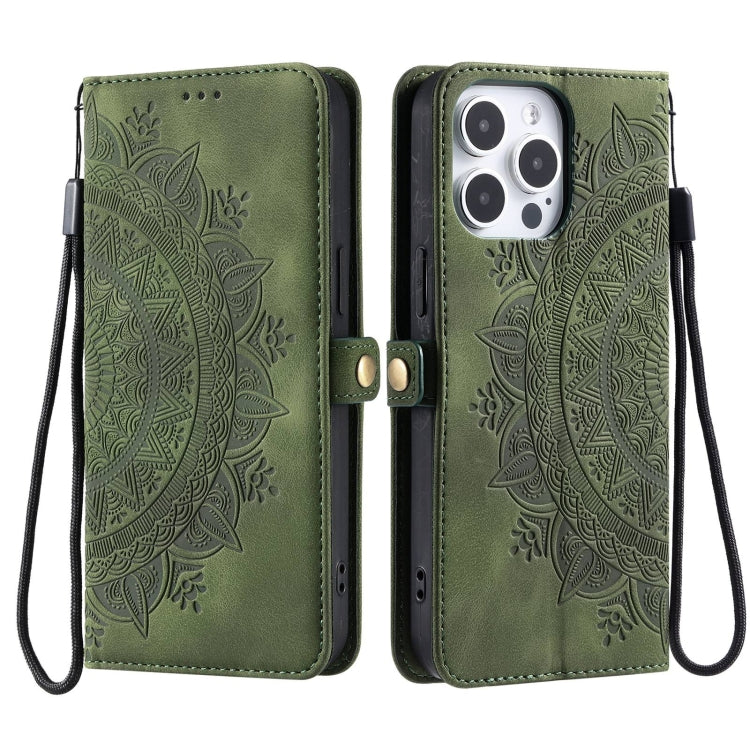 For iPhone 16 Pro Max Skin Feel Totem Embossed Leather Phone Case(Deep Green) - iPhone 16 Pro Max Cases by buy2fix | Online Shopping UK | buy2fix