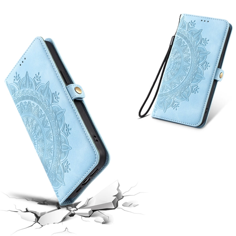 For iPhone 16 Pro Skin Feel Totem Embossed Leather Phone Case(Blue) - iPhone 16 Pro Cases by buy2fix | Online Shopping UK | buy2fix